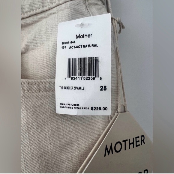 NWT MOTHER 25 Women's Rambler Zip Cream White Jeans - Picture 6 of 10